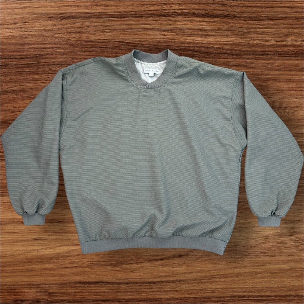 Nicklaus Golfing Pullover Windbreaker‎ Mens L Pewter Green Sleeve Logo Jacket